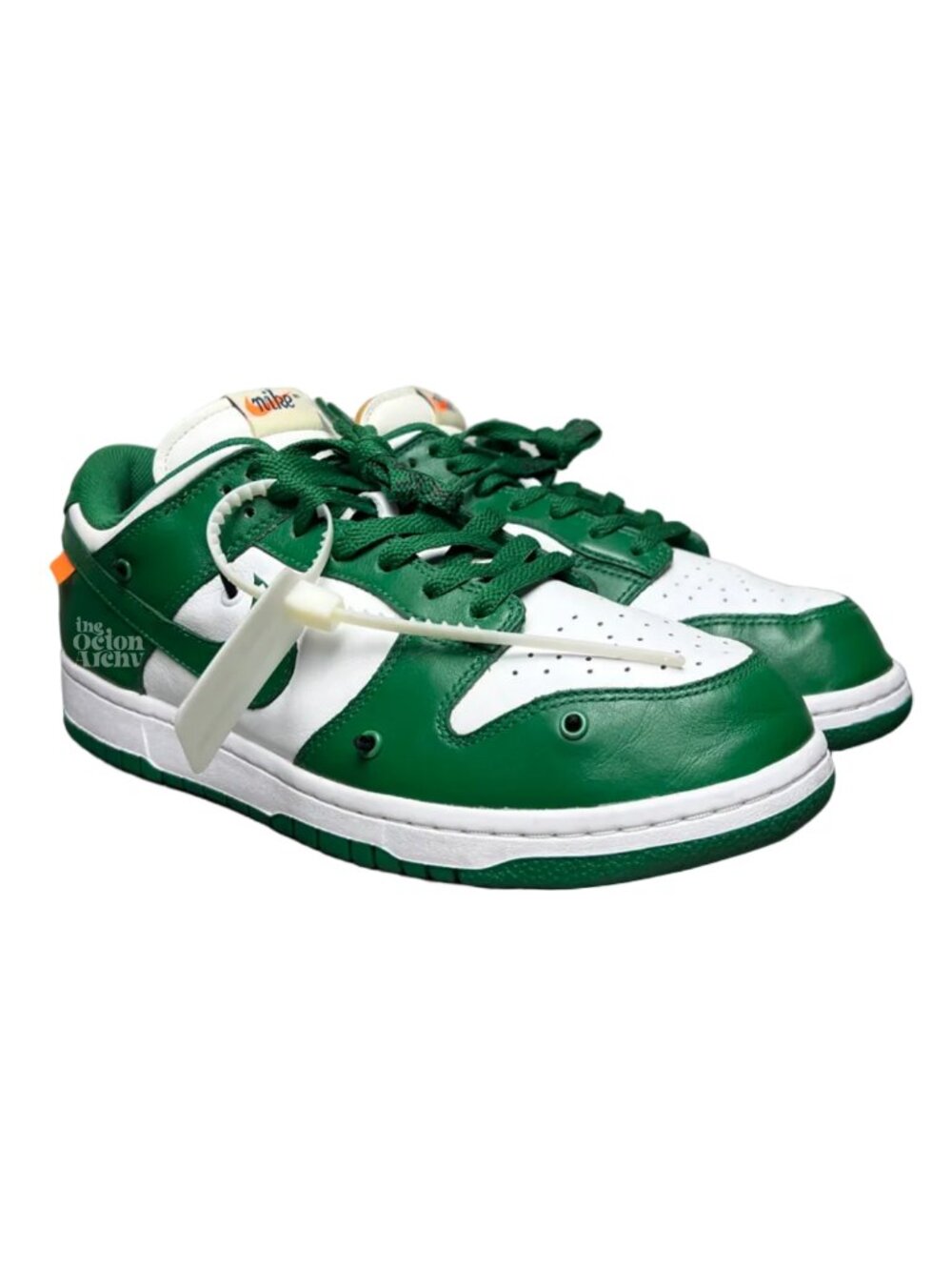 Size 10.5 Off-White x Nike Dunk Low 'Pine Green' CT0856-100 Pre-Owned
